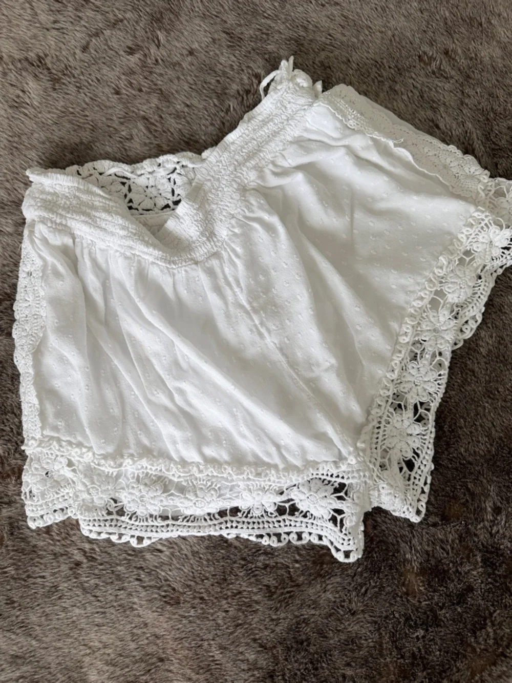 American Eagle Outfitters White High-Waist Crochet cotton Lace Comfy Shorts M - Picture 10 of 11